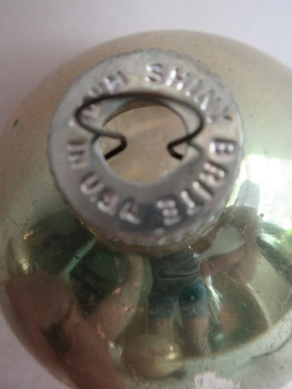 3 Shiny Brite Peace on Earth Stencil Gold Glass Christmas Ball Ornaments Vintage